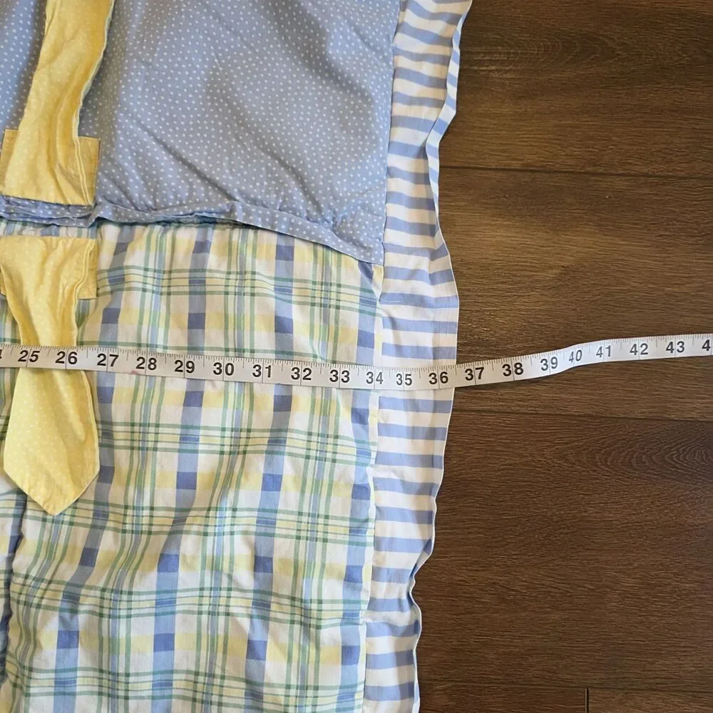 Waverly Baby Crib Comforter Blue Yellow Plaid 36
